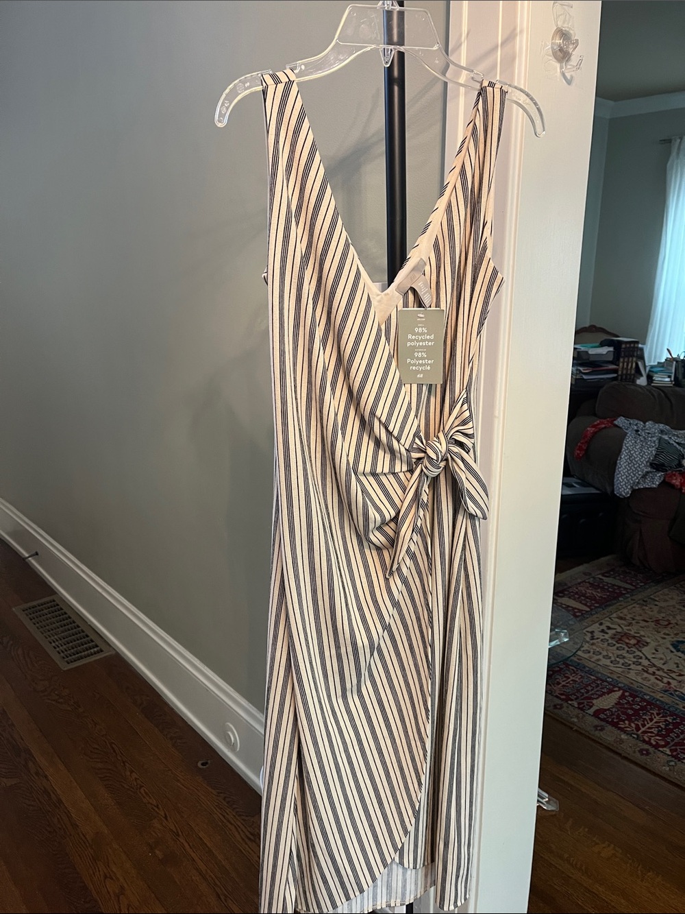NWT H&M Midi/Maxi Black Striped Wrap Dress